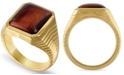 Esquire Men's Jewelry Tiger's Eye Statement Ring in 14k Gold-Plated Sterling Silver, Created for Macy's